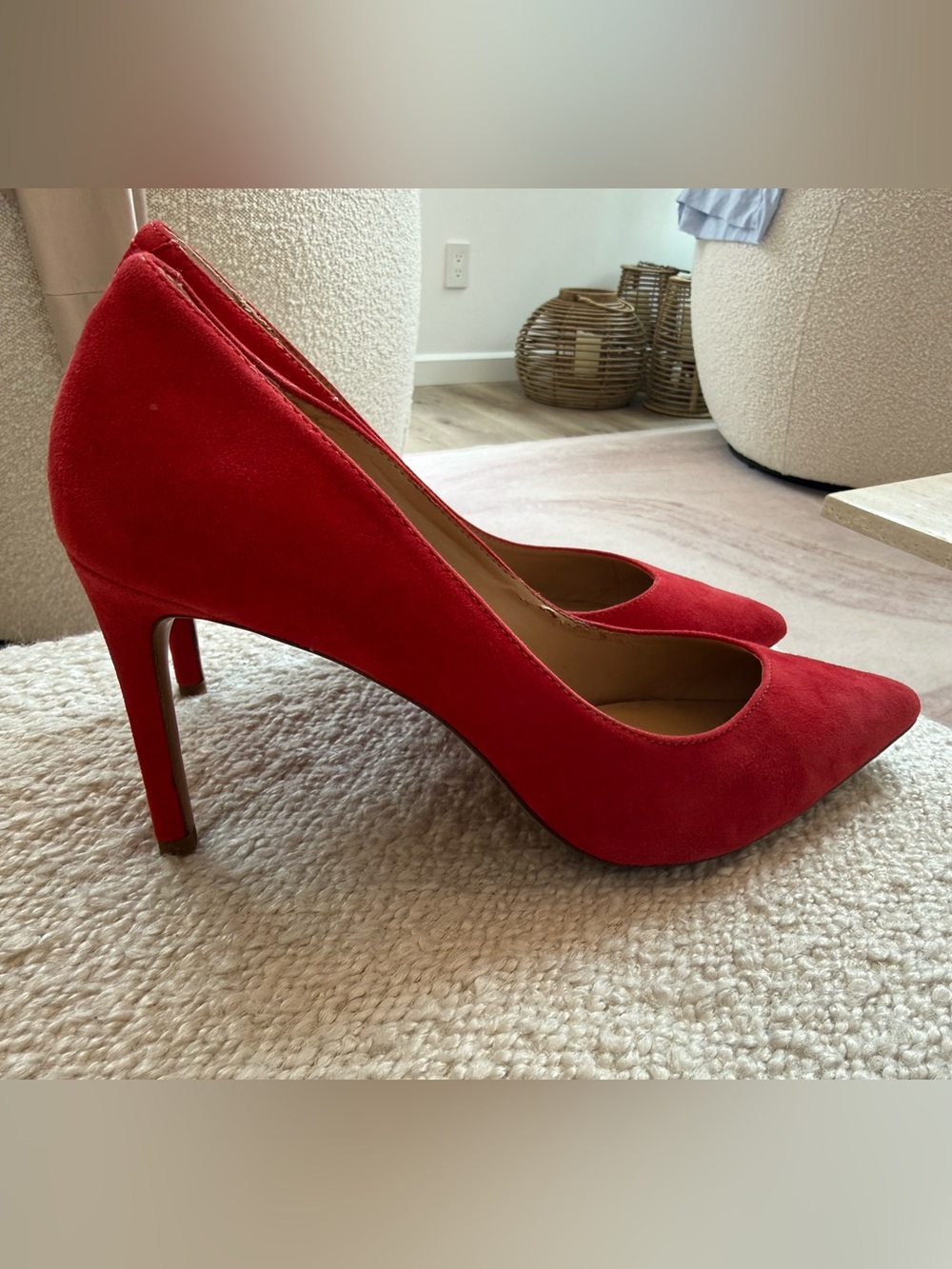 Classic Red Suede Pointed-Toe Stiletto Pumps - Women